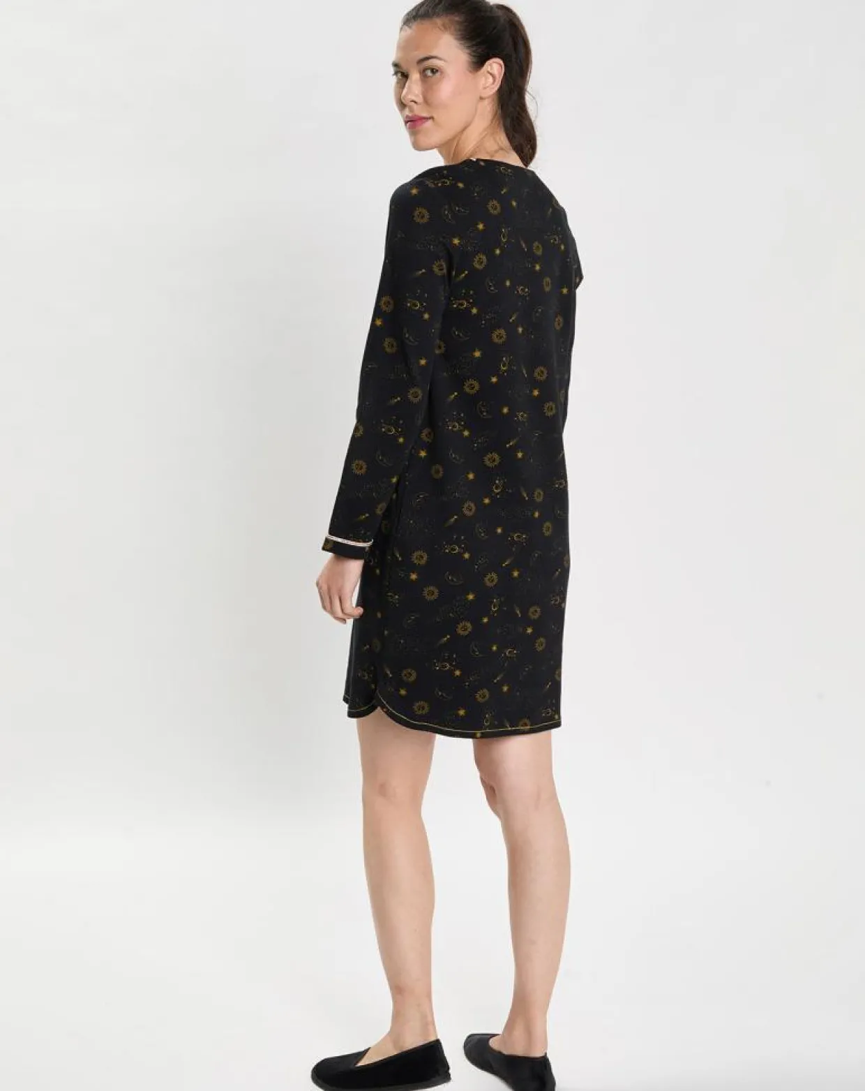 Chemise de nuit Céleste noire-Le Chat Discount