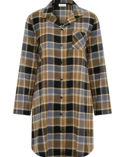 Chemise de nuit Ecossais imprimée marron/noir-Femilet Outlet