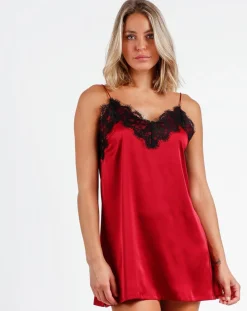 Chemise de nuit en dentelle rouge rubis-Admas Discount