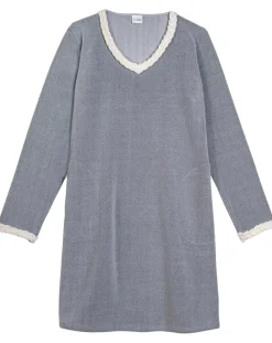 Chemise de nuit en micropolaire Douce gris chiné-Le Chat Outlet