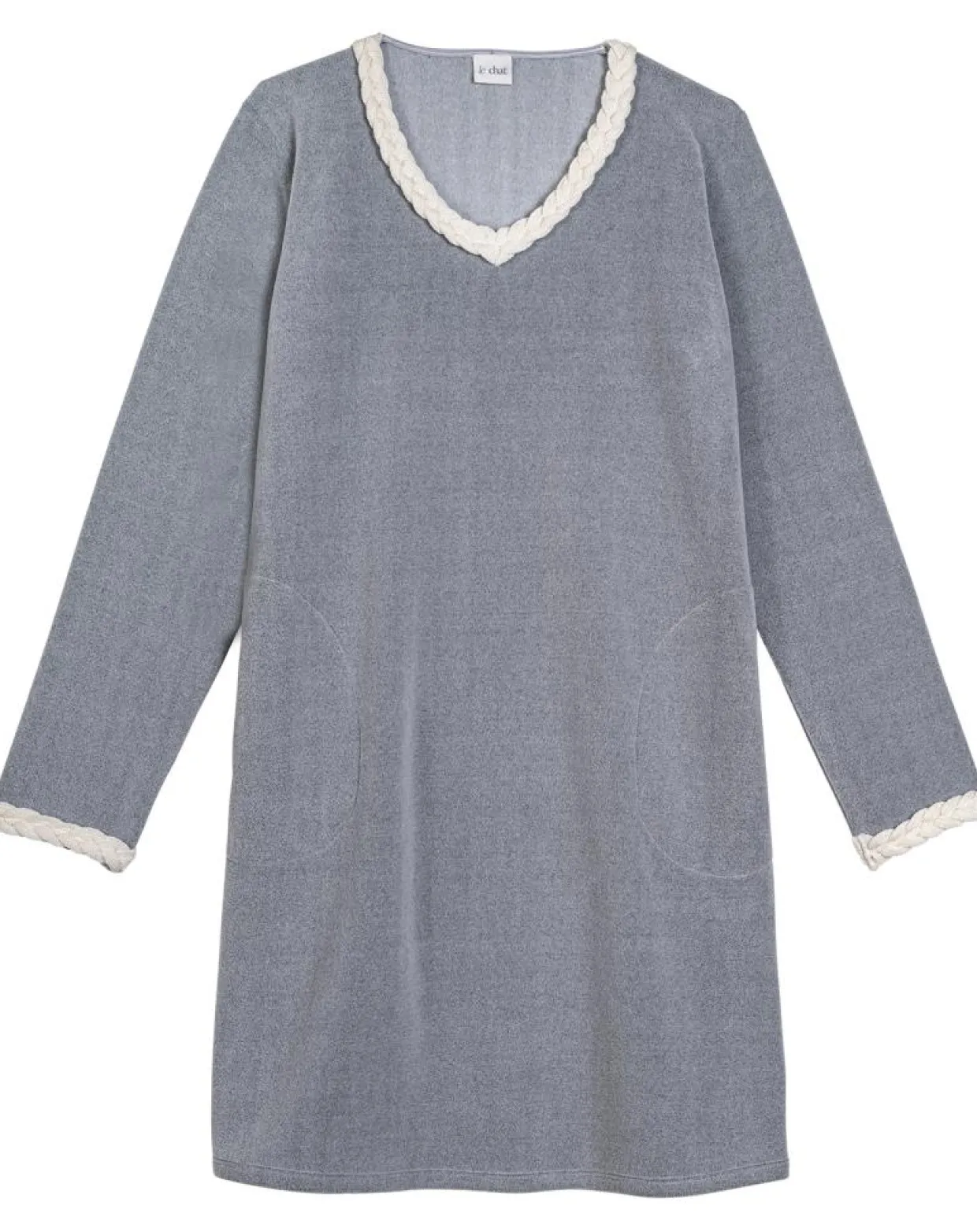 Chemise de nuit en micropolaire Douce gris chiné-Le Chat Outlet