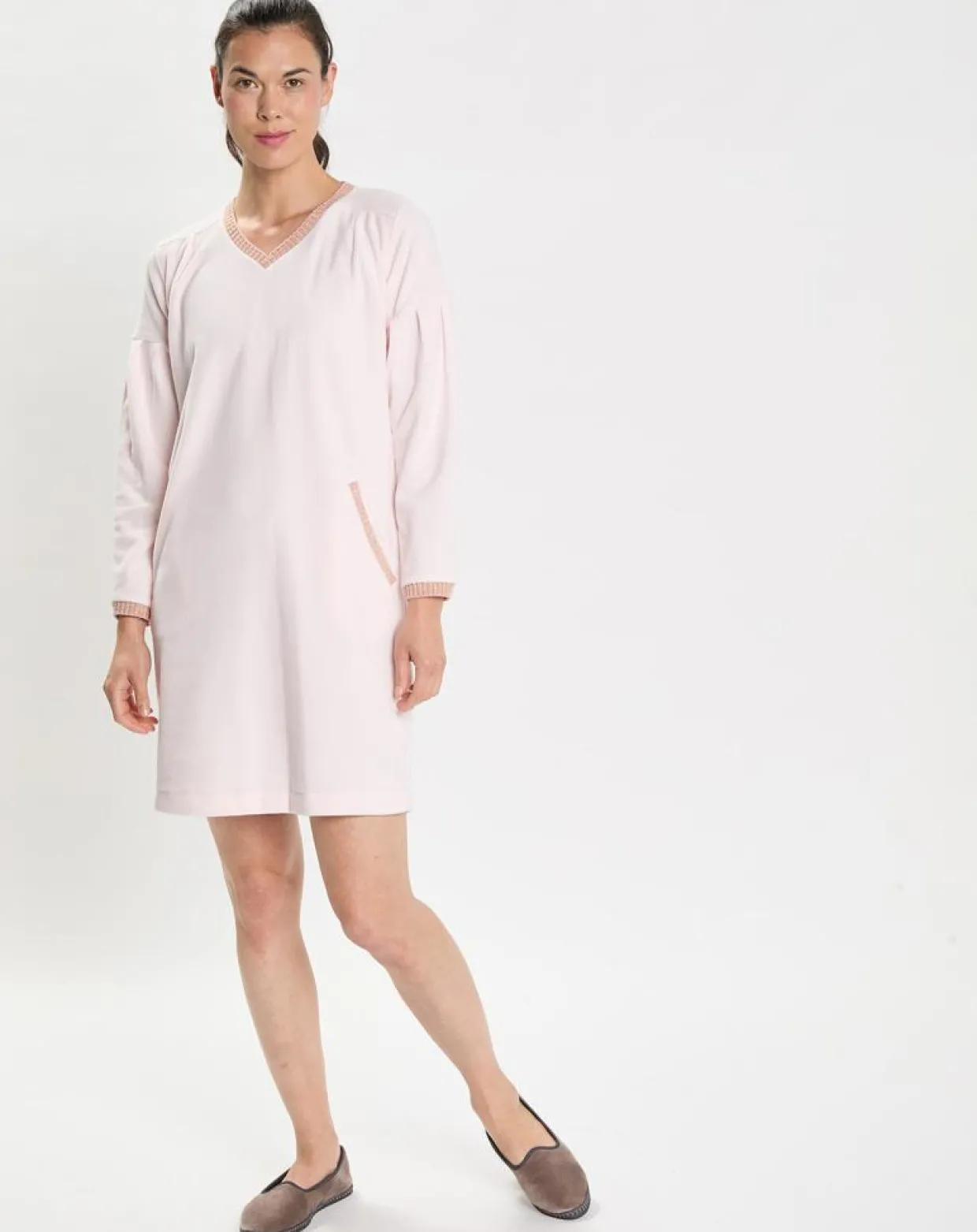 Femme Le Chat Lingerie, Nuit^Chemise de nuit en Micropolaire Comfy bois de rose