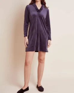 Chemise de nuit en Velours Paola marine-Le Chat Clearance
