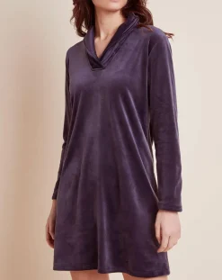 Chemise de nuit en Velours Paola marine-Le Chat Clearance