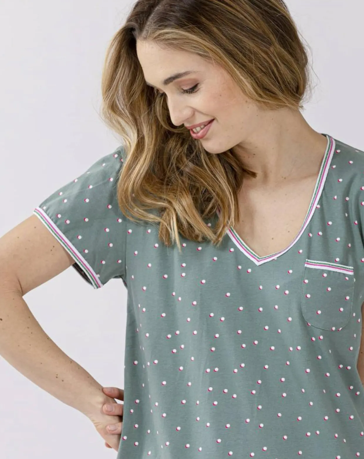 Chemise de nuit Morning verte-Le Chat