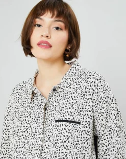 Femme Femilet Lingerie, Nuit^Chemise de pyjama Flower imprimée beige/noir