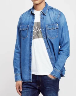 Chemise droite en jean Archive bleue-Pepe Jeans Online