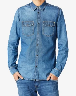 Chemise droite en jean Archive bleue-Pepe Jeans Online