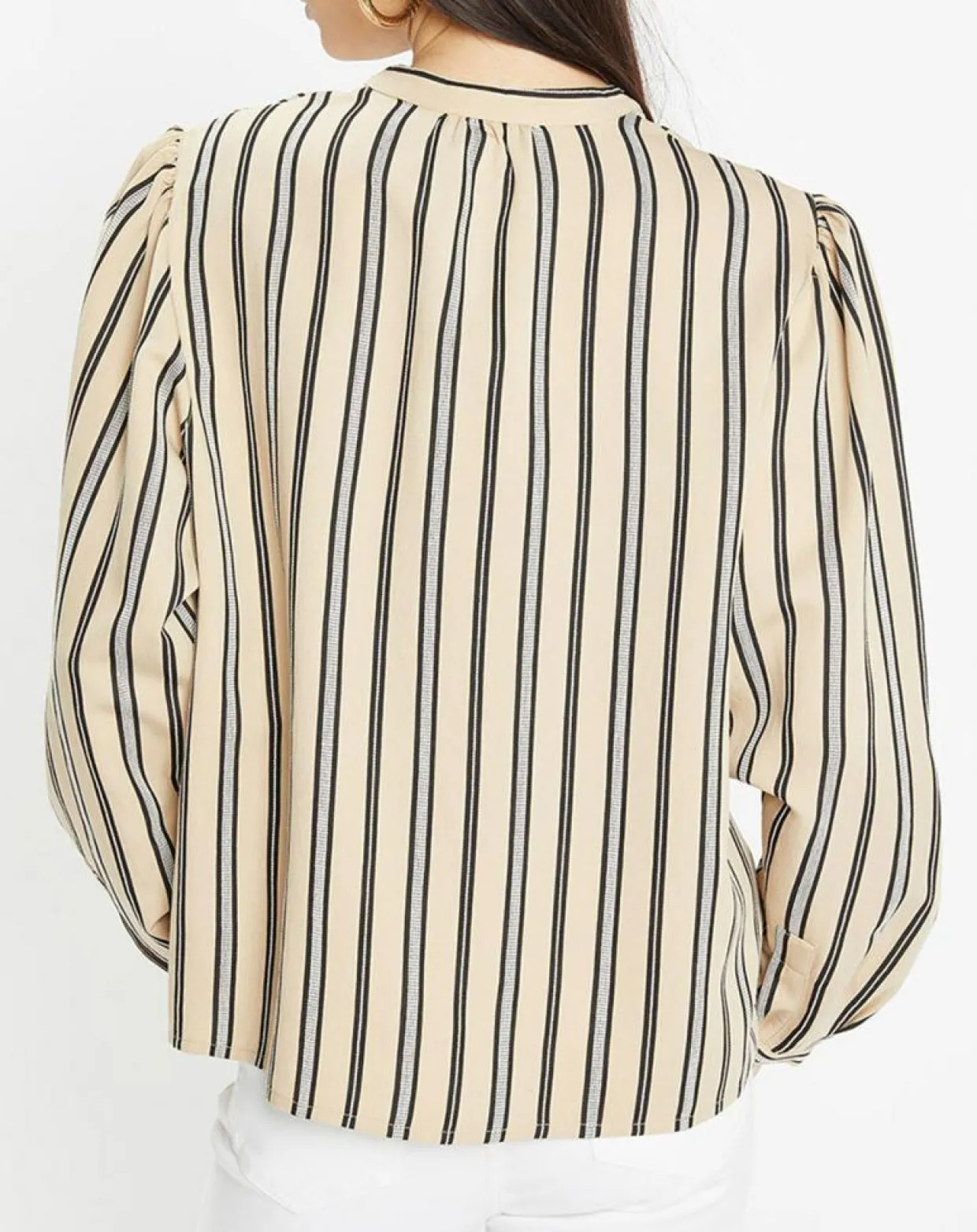 Chemise droite Laurie à rayures beige/noir-Galeries Lafayette Clearance