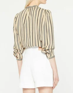 Chemise droite Laurie à rayures beige/noir-Galeries Lafayette Clearance