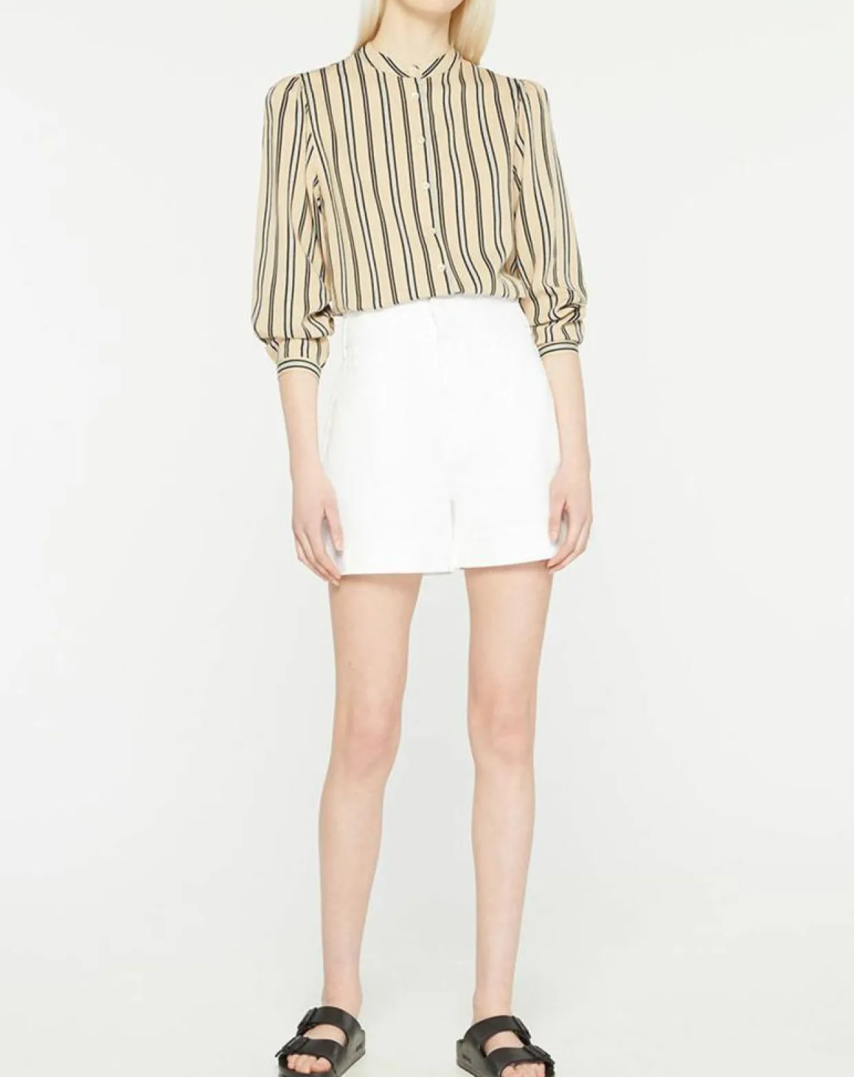 Chemise droite Laurie à rayures beige/noir-Galeries Lafayette Clearance