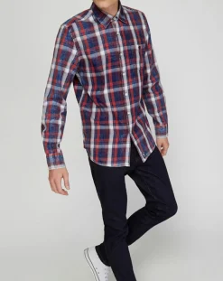 Chemise droite Washed carreaux rouge/bleu/blanc-North Sails