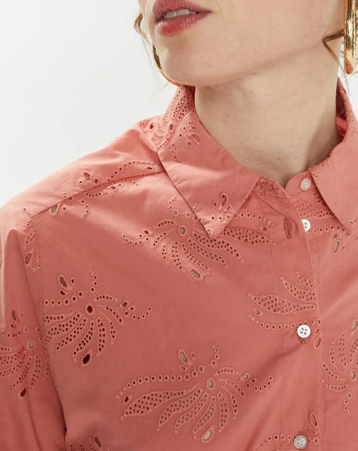 Femme Galeries Lafayette Chemises^Chemise Ebrizia brodée ajourée bois de rose