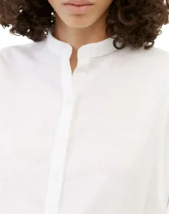 Chemise en Coton & Lin Col Tunis blanche-Marc O'Polo New