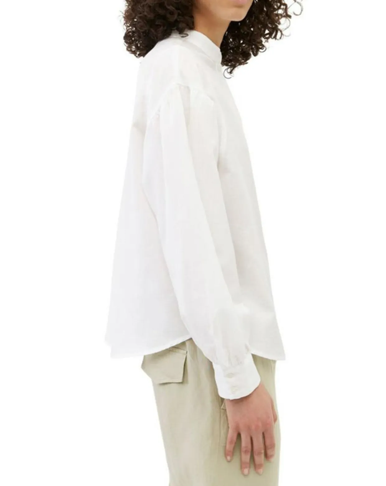 Chemise en Coton & Lin Col Tunis blanche-Marc O'Polo New