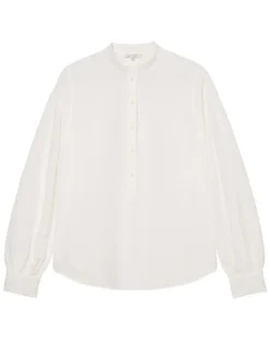 Chemise en Coton & Lin Col Tunis blanche-Marc O'Polo New