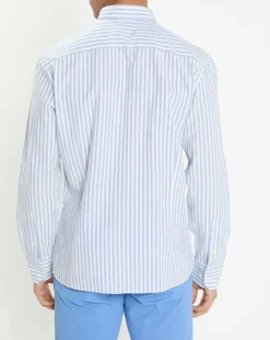 Chemise en Coton & Lin Slim Fit à rayures bleu/blanc-Hackett London Best