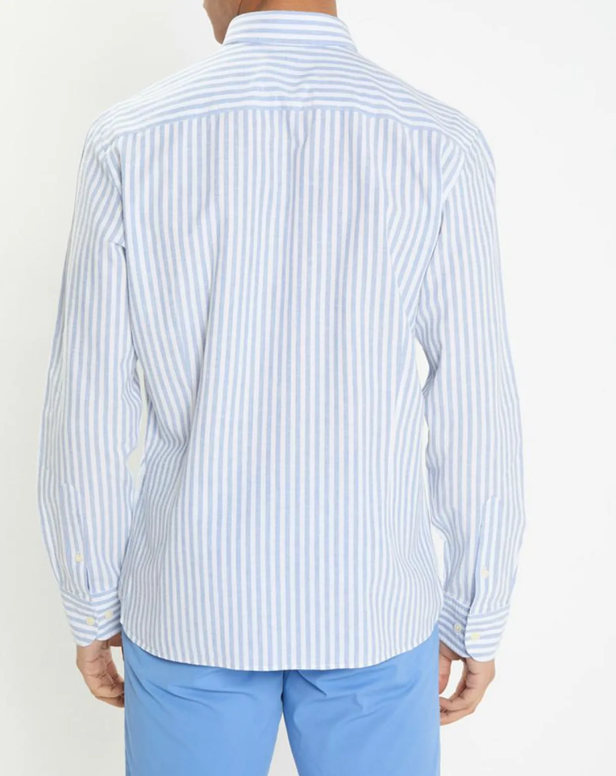 Chemise en Coton & Lin Slim Fit à rayures bleu/blanc-Hackett London Best