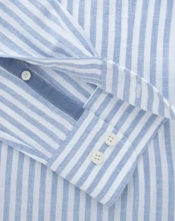 Chemise en Coton & Lin Slim Fit à rayures bleu/blanc-Hackett London Best