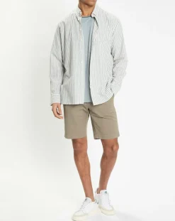 Chemise en Coton & Lin Slim Fit à rayures kaki/blanc-Hackett London Best