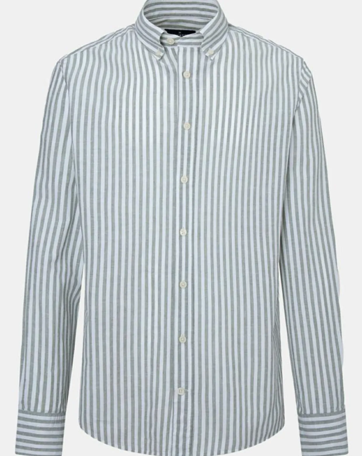 Chemise en Coton & Lin Slim Fit à rayures kaki/blanc-Hackett London Best
