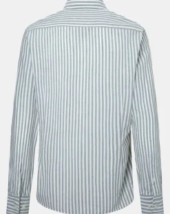 Chemise en Coton & Lin Slim Fit à rayures kaki/blanc-Hackett London Best