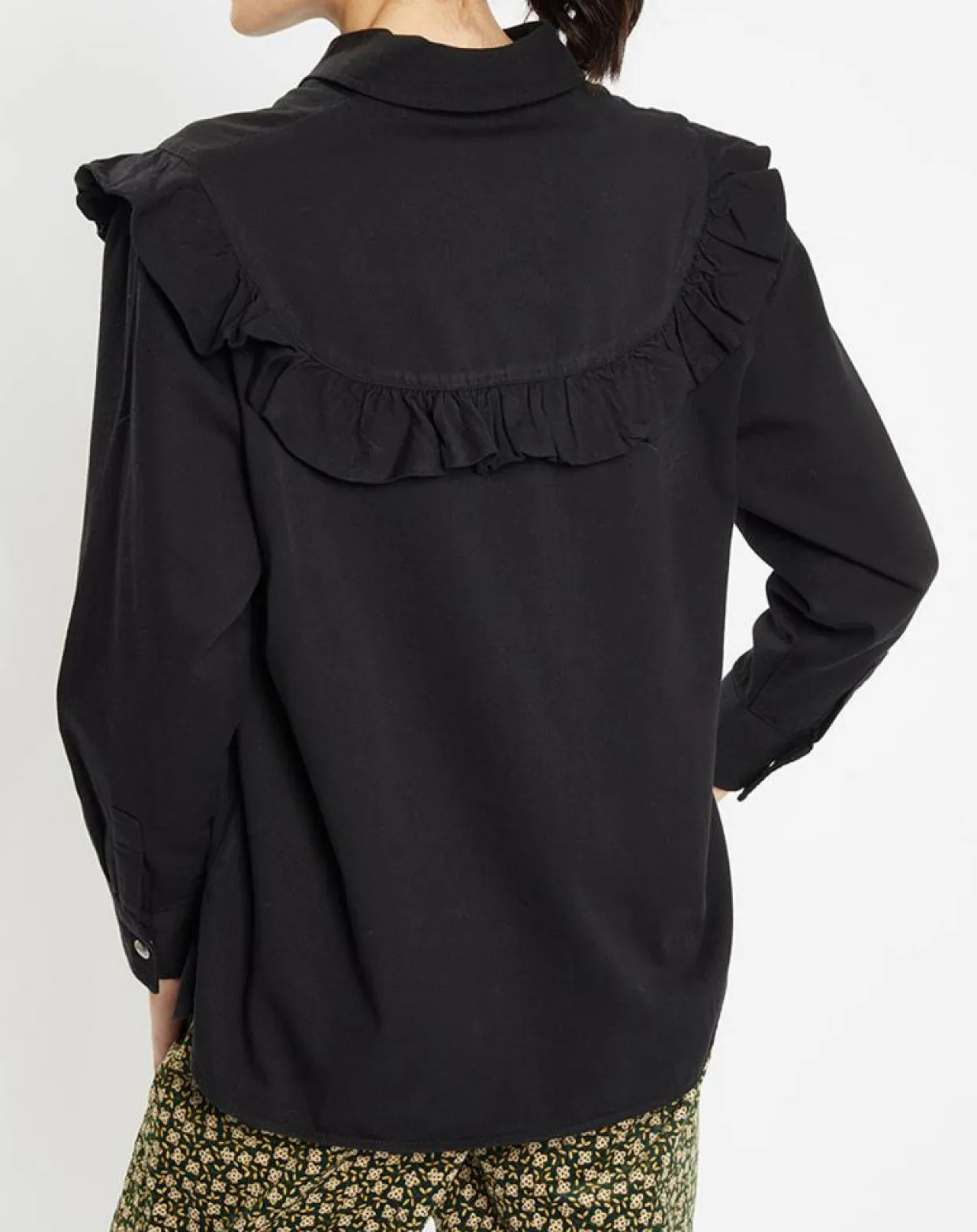 Femme Galeries Lafayette Chemises^Chemise en Coton bio Candy volant en plastron noire