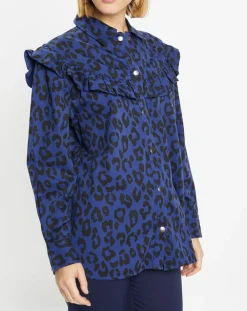 Chemise en Coton bio Candy imprimé léopard bleu/noir-Galeries Lafayette Online