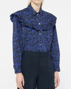Chemise en Coton bio Candy imprimé léopard bleu/noir-Galeries Lafayette Online
