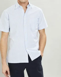 Homme Hackett London Chemises^Chemise en coton épais Slim Fit Bat Oxford à rayures bleu ciel