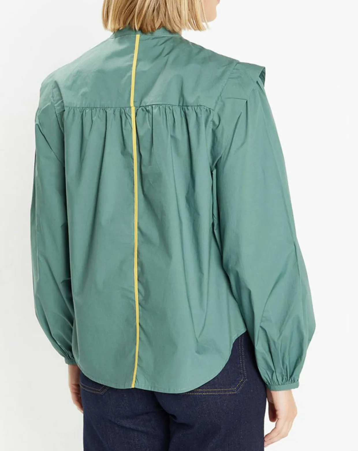 Chemise en Coton Piping emmanchures relief vert-Galeries Lafayette Outlet