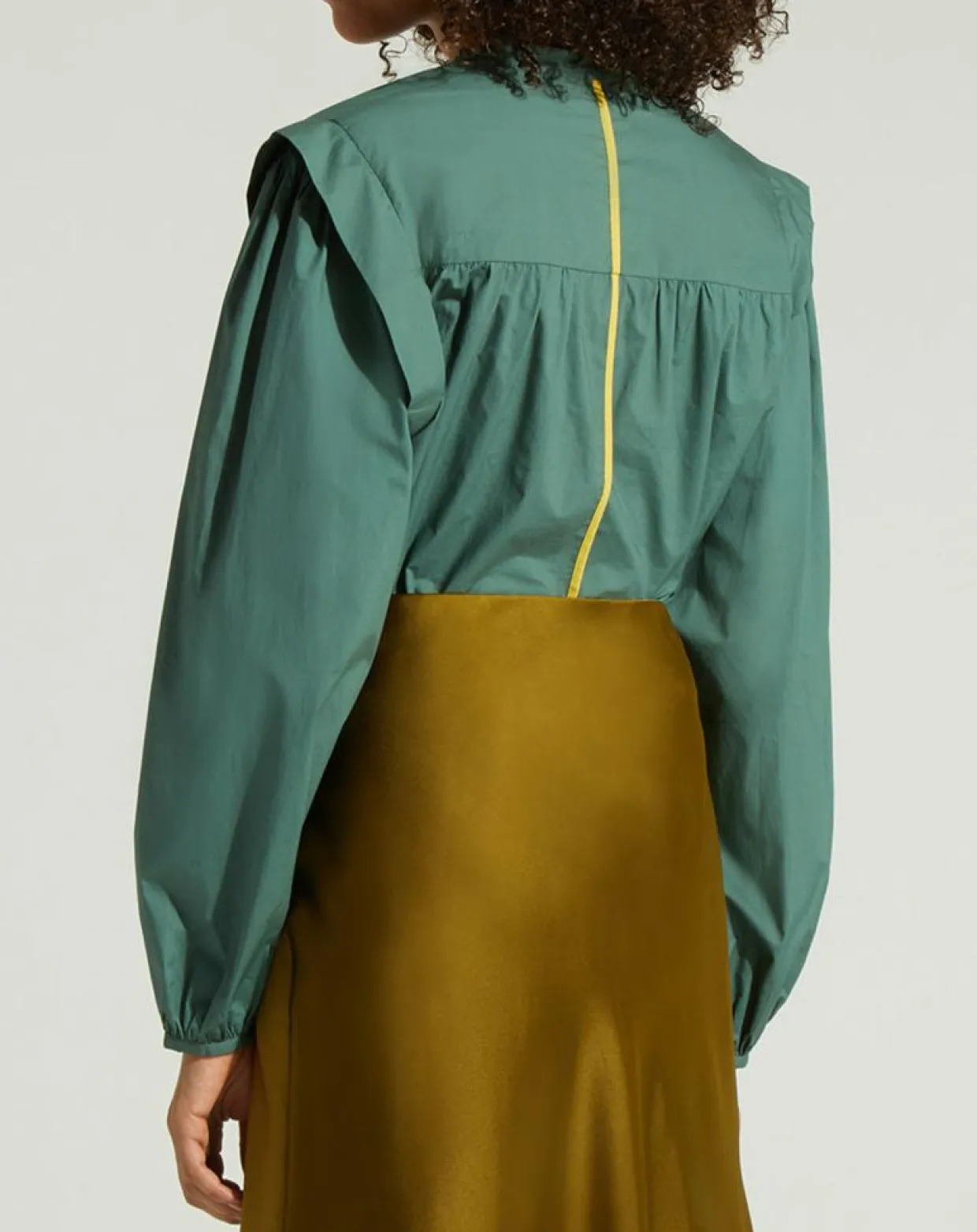 Chemise en Coton Piping emmanchures relief vert-Galeries Lafayette Outlet