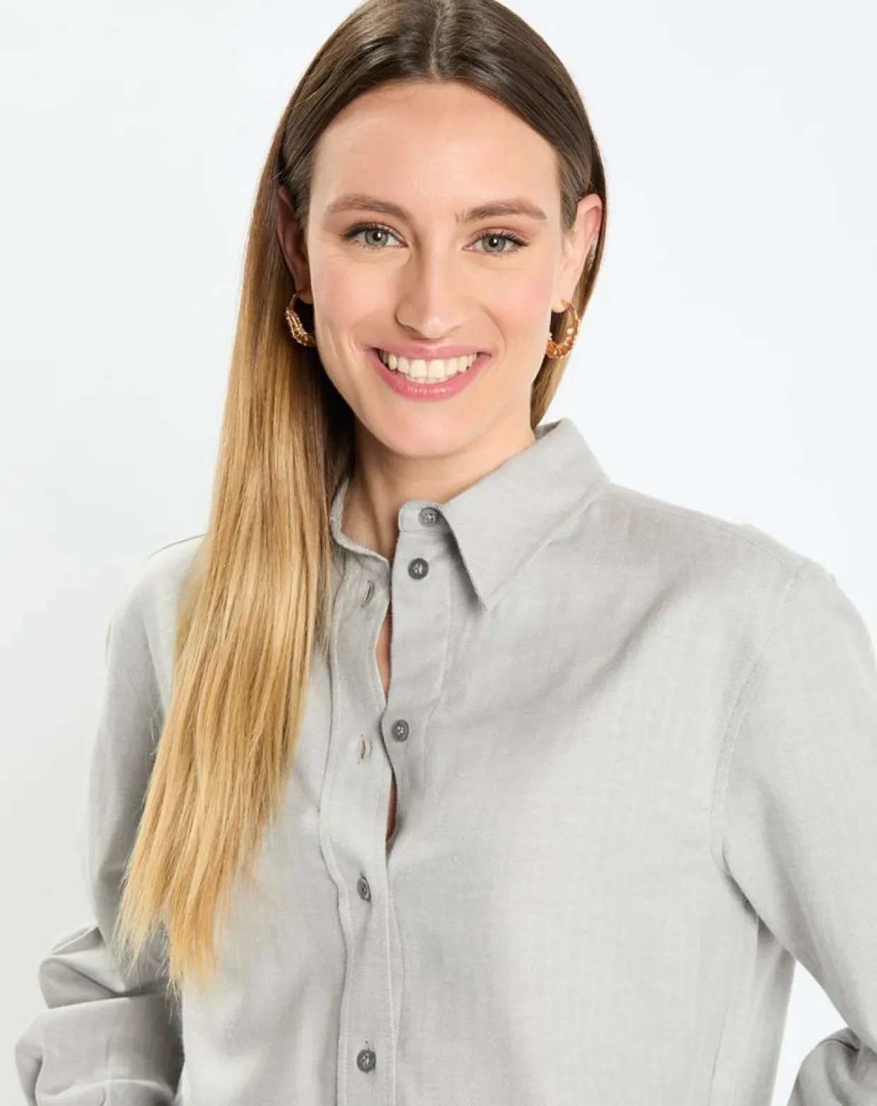 Chemise en Flanelle manches ballons gris clair-Marc O'Polo Online
