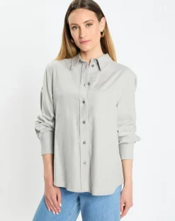 Chemise en Flanelle manches ballons gris clair-Marc O'Polo Online