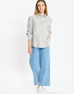 Chemise en Flanelle manches ballons gris clair-Marc O'Polo Online