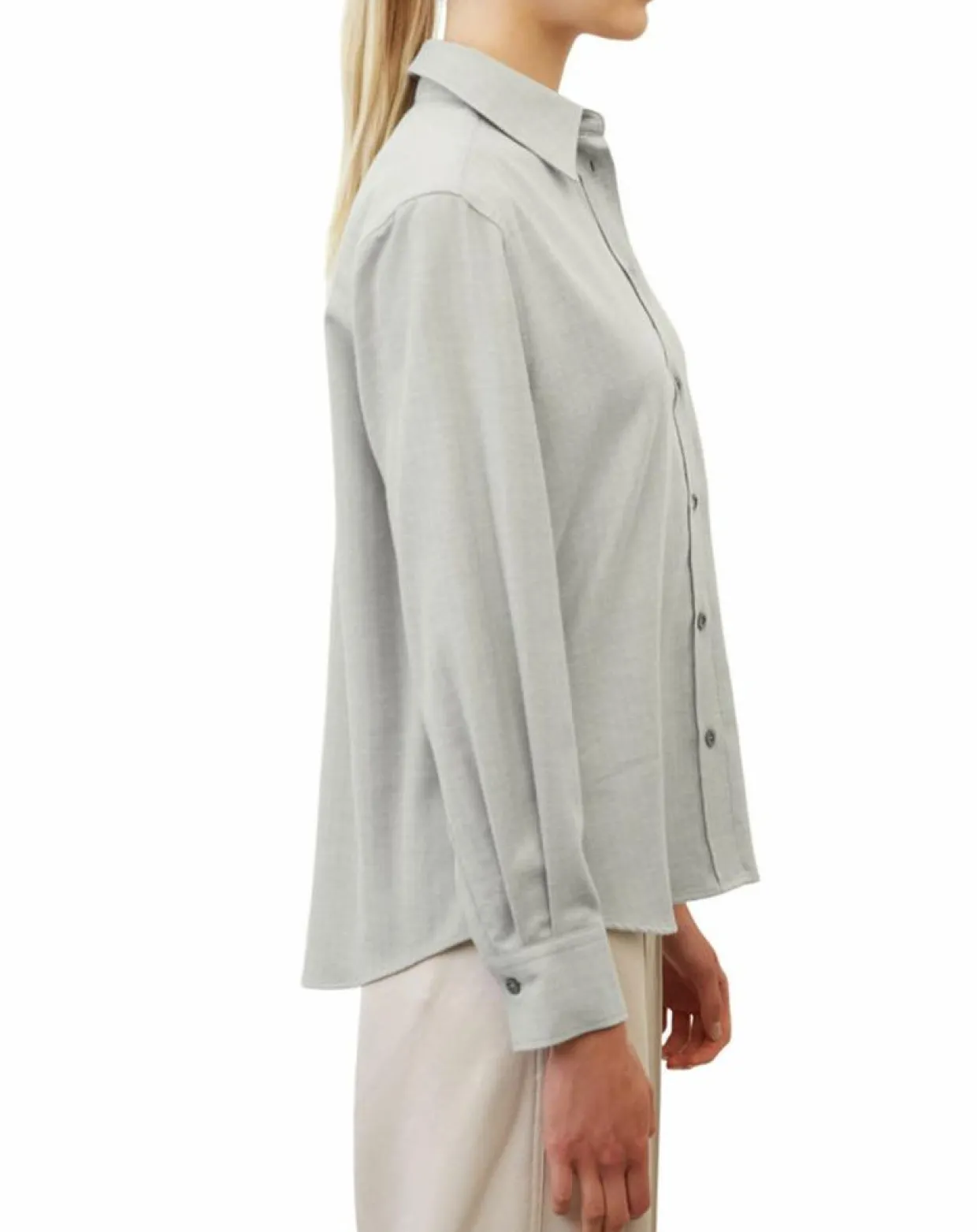 Chemise en Flanelle manches ballons gris clair-Marc O'Polo Online