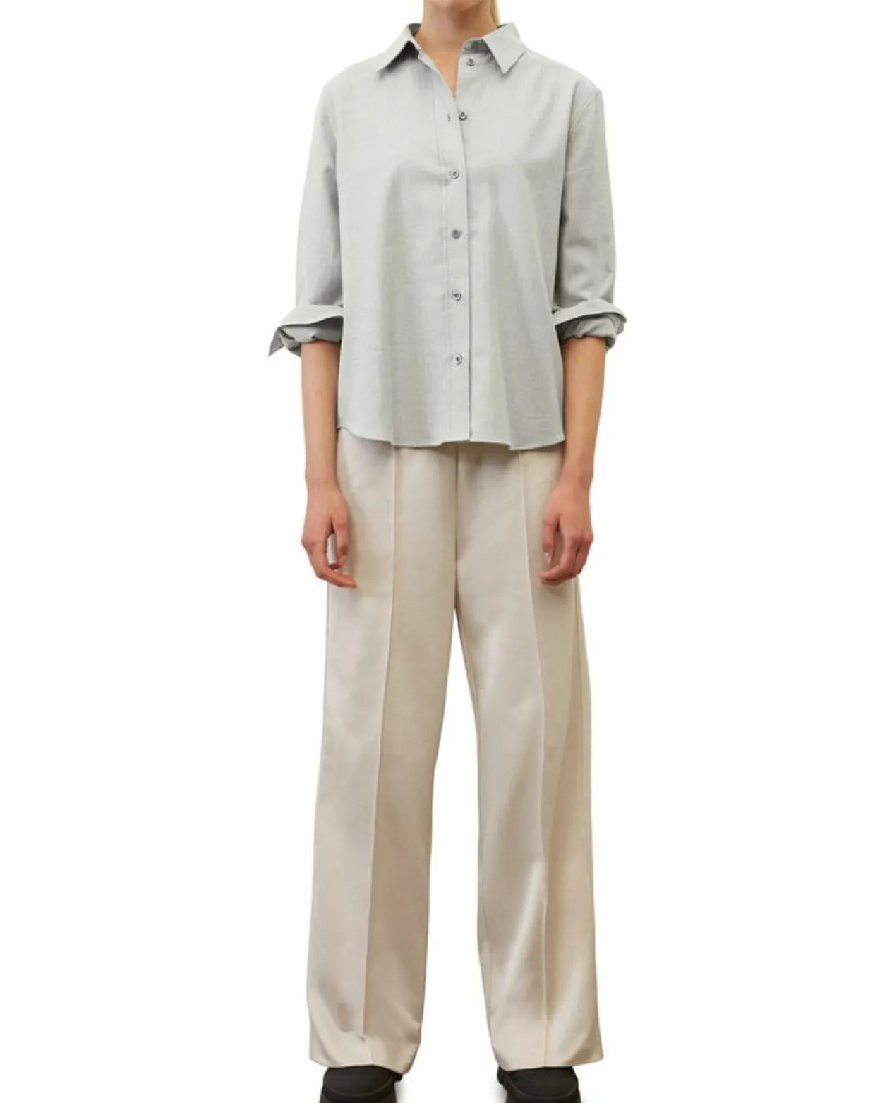Chemise en Flanelle manches ballons gris clair-Marc O'Polo Online