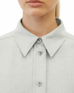 Chemise en Flanelle manches ballons gris clair-Marc O'Polo Online