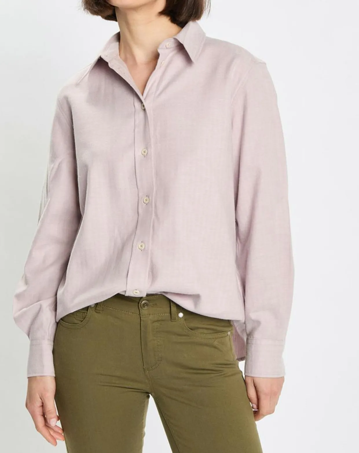 Chemise en Flanelle manches ballons violet clair-Marc O'Polo Sale