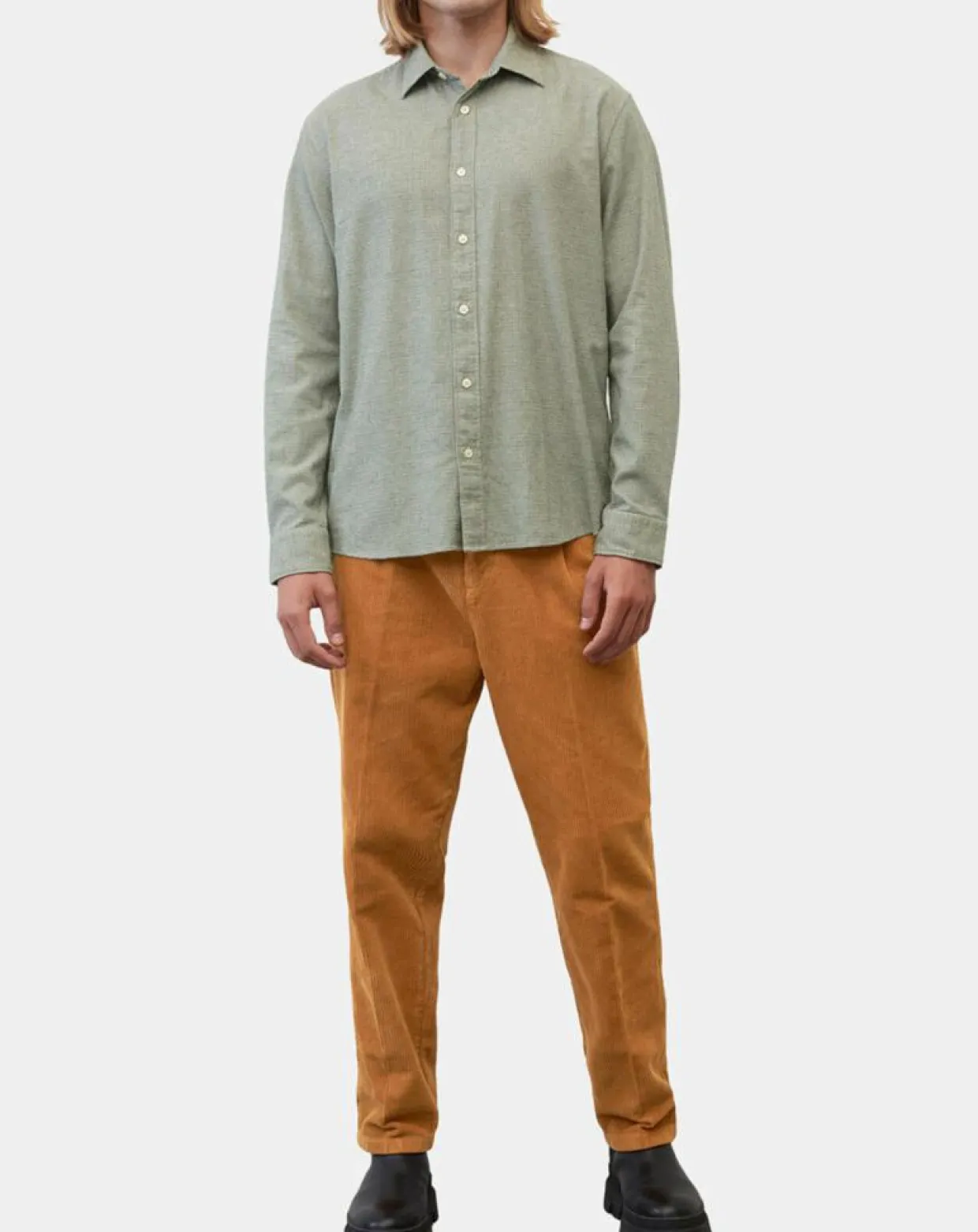 Chemise en Flanelle Regular Fit micro carreaux verte-Marc O'Polo Hot
