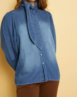 Femme Acquaverde Chemises^Chemise en jean Blue Ella worn