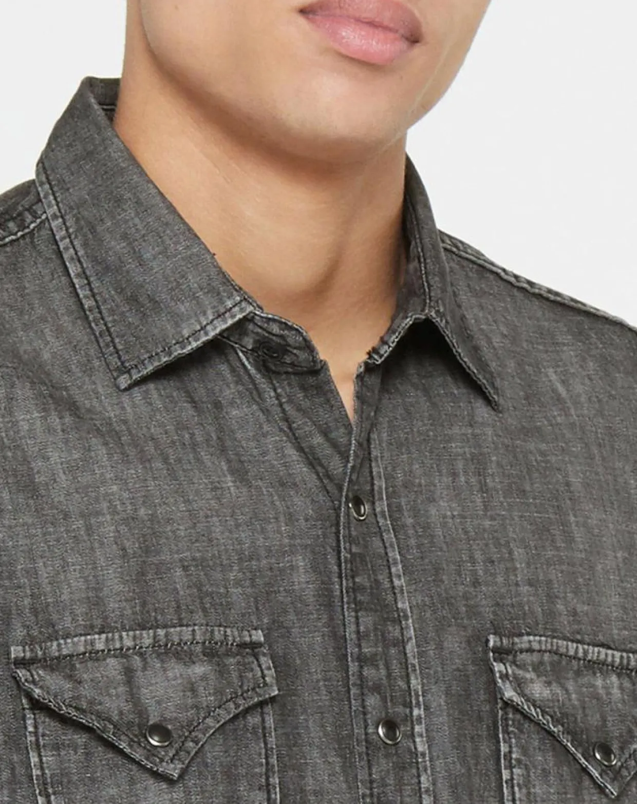 Chemise en Jean Slim Fit gris foncé-Replay Best