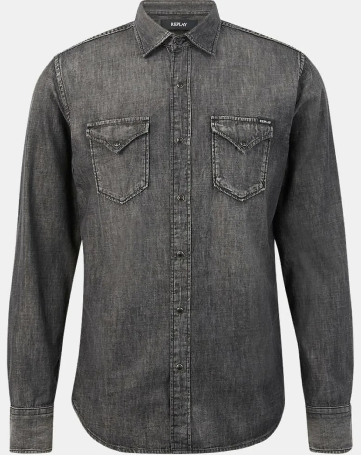 Chemise en Jean Slim Fit gris foncé-Replay Best