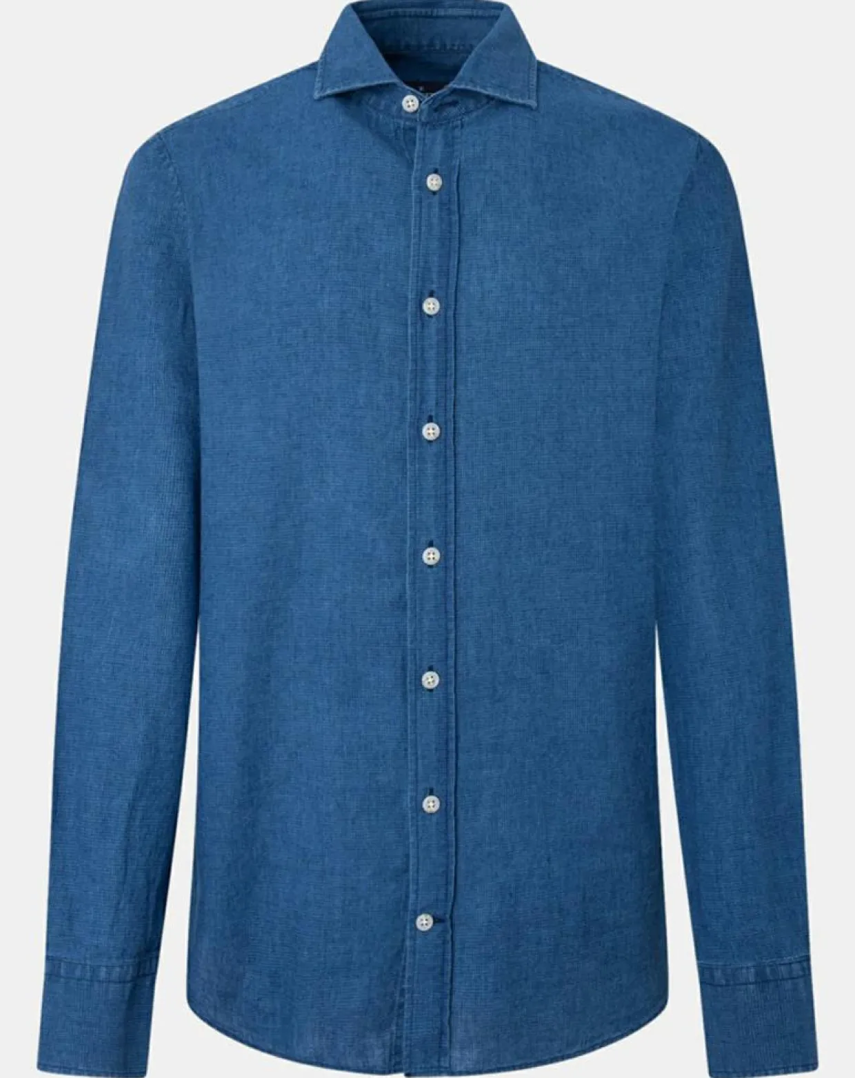 Chemise en Lin & Coton Slim Fit Text micro imprimé bleu moyen-Hackett London Clearance