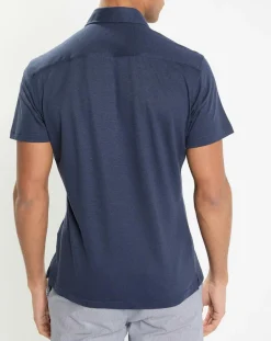 Homme Hackett London Chemises^Chemise en Lin & Coton Slim Fit manches courtes Tricot bleue