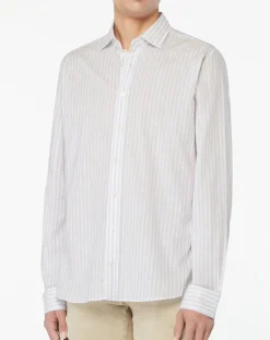 Chemise en Lin mélangé Regular Fit à rayures bleu clair/rose-Hackett London Outlet