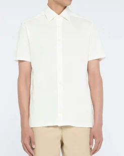 Homme Hackett London Chemises^Chemise en Lin mélangé Slim Fit Polo Piqué écrue