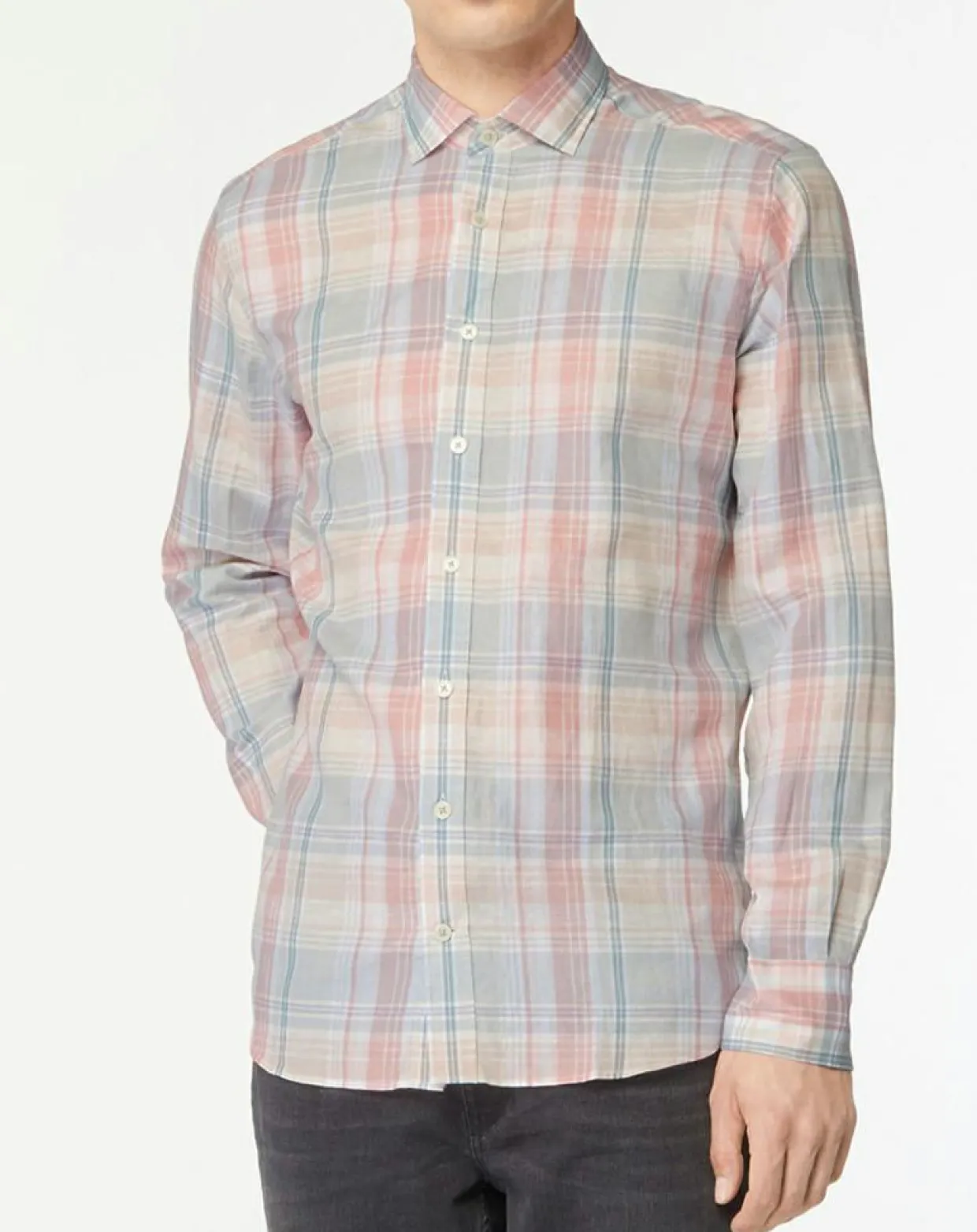 Chemise en Lin mélangé Slim Fit à carreaux multicolore-Hackett London New