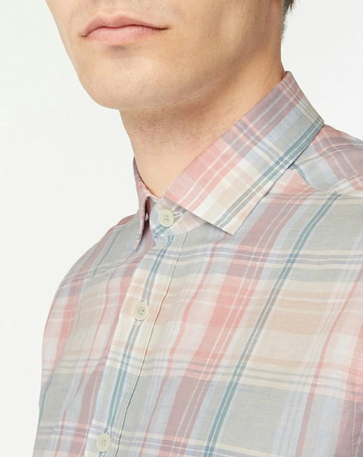 Chemise en Lin mélangé Slim Fit à carreaux multicolore-Hackett London New