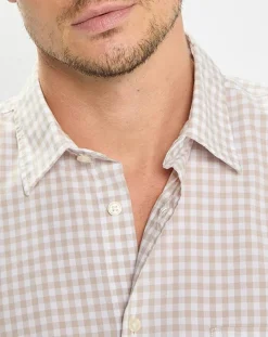 Homme Marc O'Polo Chemises^Chemise en Popeline 100% Coton Bio Regular Fit vichy blanc/beige